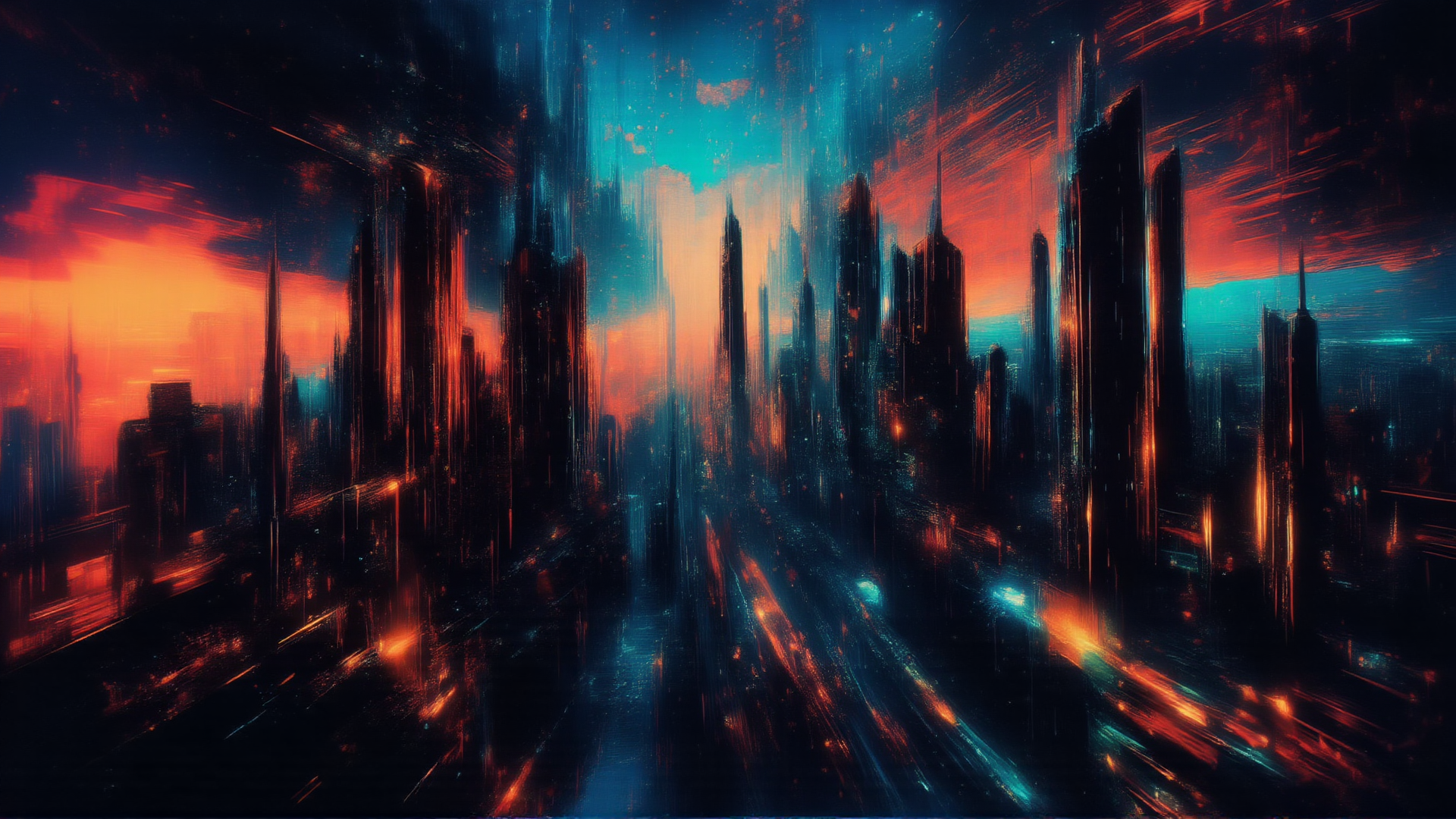 AI generated wallpaper featuring city, skyscrapers, buildings, road, vehicles