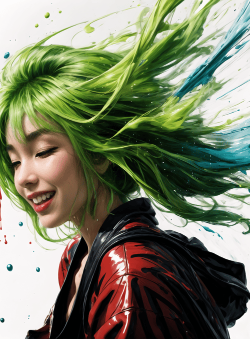 woman, hair, paint