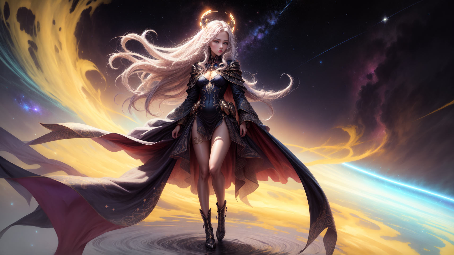 AI generated wallpaper featuring woman, angel, warrior