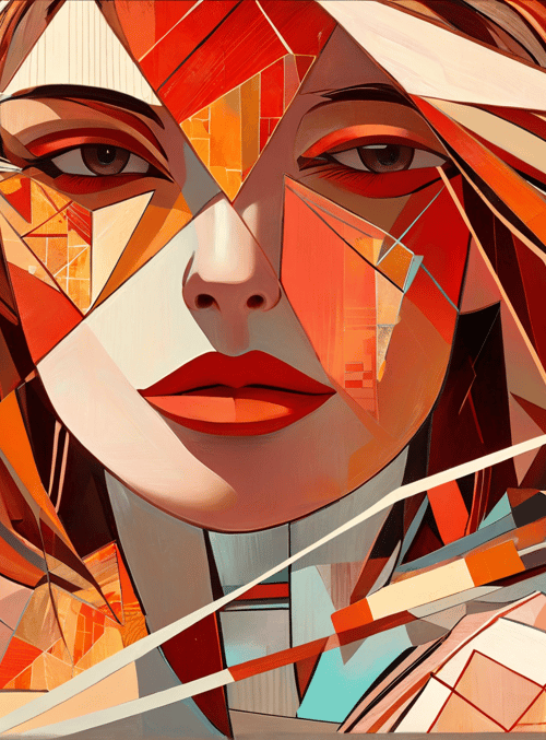 face, woman, abstract, portraits, geometric, artwork, painting, design, composition, illustration