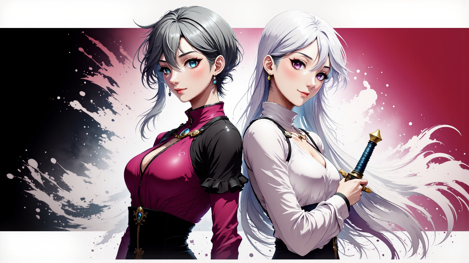 AI generated wallpaper featuring women, character, sword