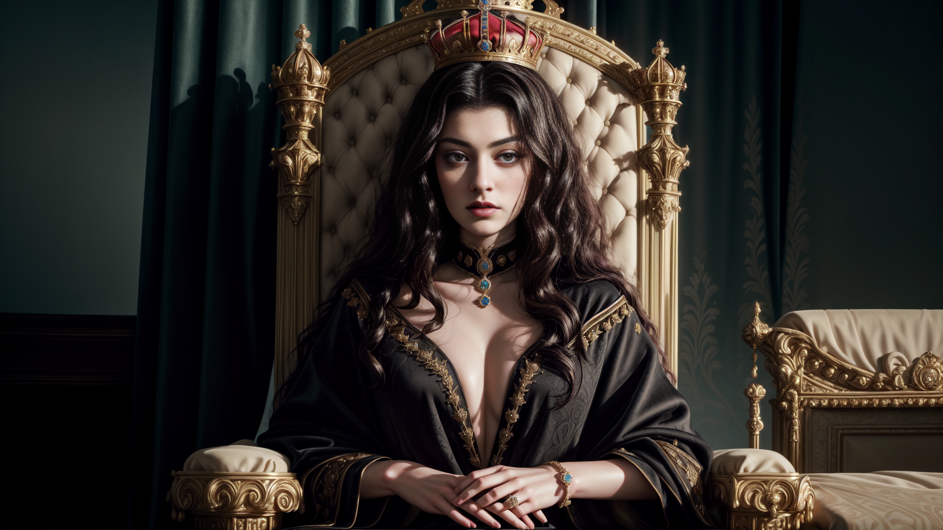 AI generated wallpaper featuring queen, woman, crown