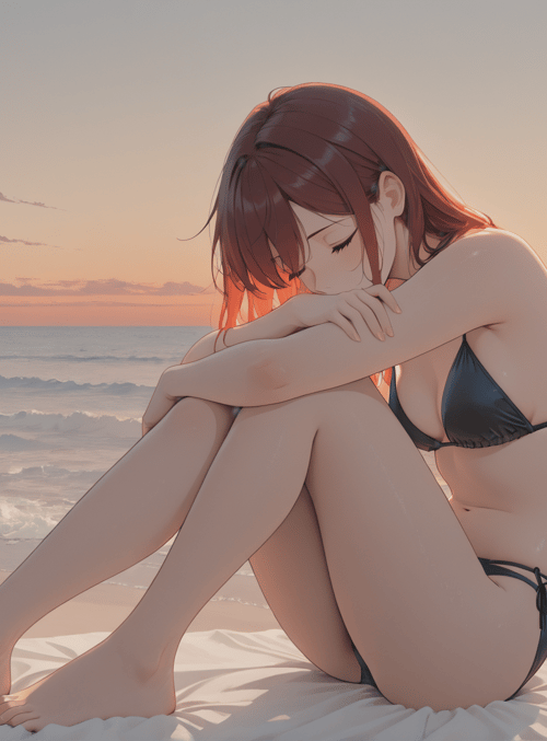 girl, beach, sailboat, sun, waves