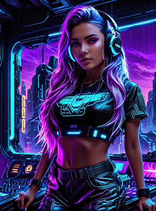 woman, dj, cyberpunk