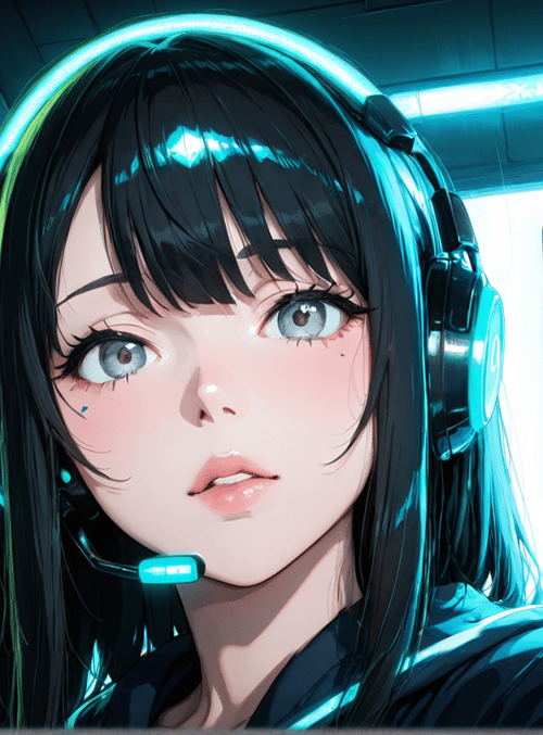 girl, headphones, screen, hand, door, neon, cyberpunk, gaming, avatar, terminal
