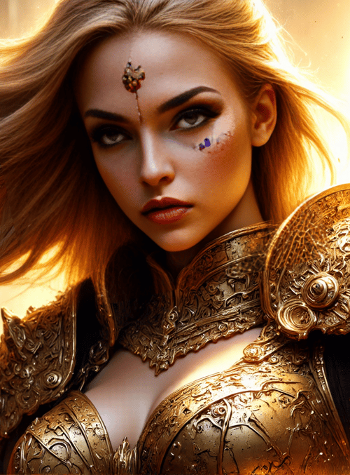 warrior, woman, armor