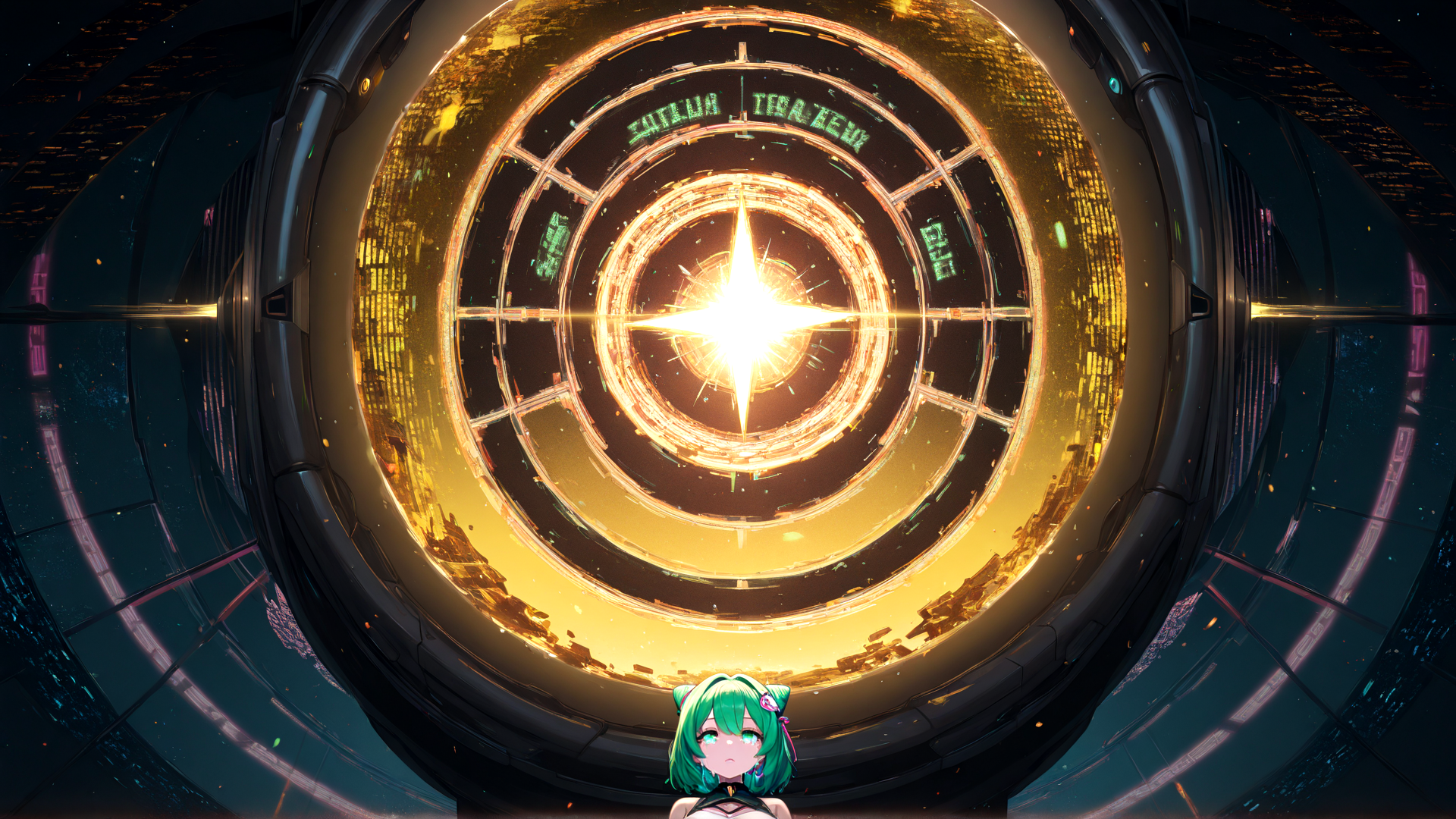 AI generated wallpaper featuring girl, gadget, compass