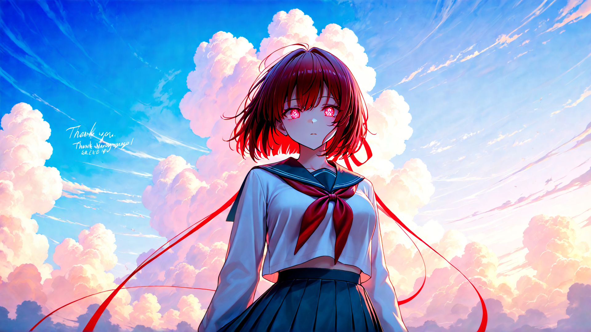 AI generated wallpaper featuring girl, school uniform, hair