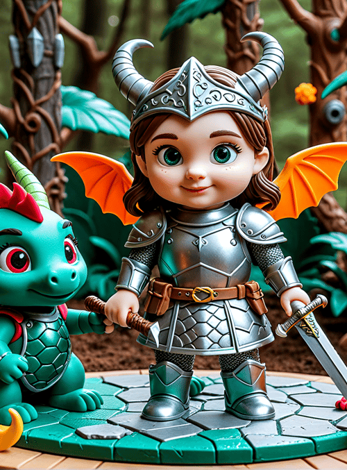 girl, dragon, armor, sword, pumpkin, tree, forest