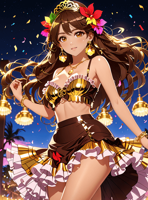 woman, festival, palm tree