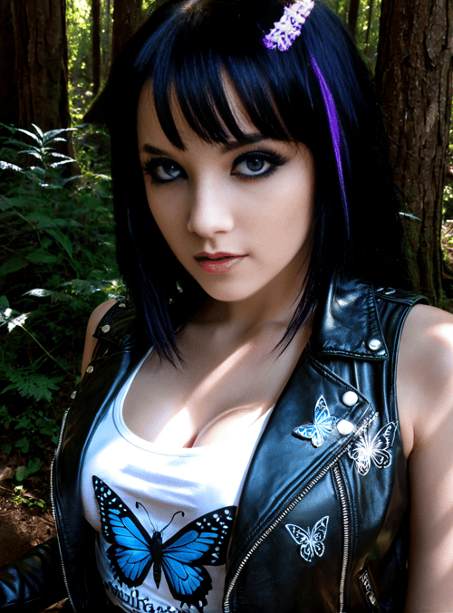 woman, butterfly, leather
