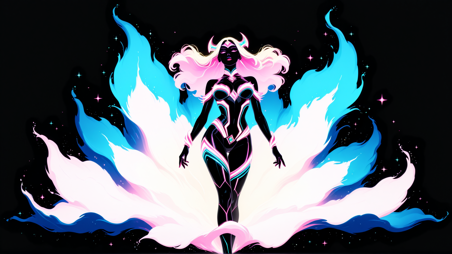 AI generated wallpaper featuring woman, cosmic, fairy
