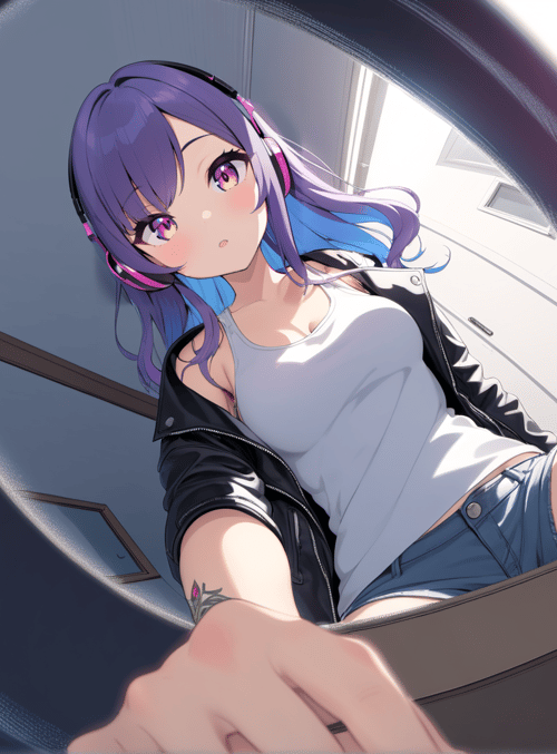 anime girl, hand, headphones