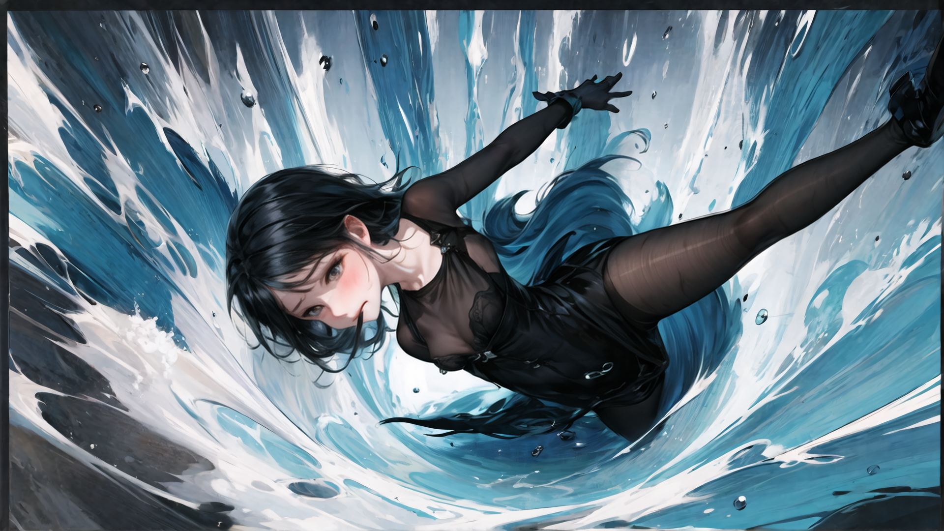 AI generated wallpaper featuring woman, water, gloves
