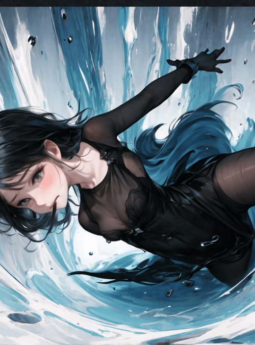 woman, water, gloves