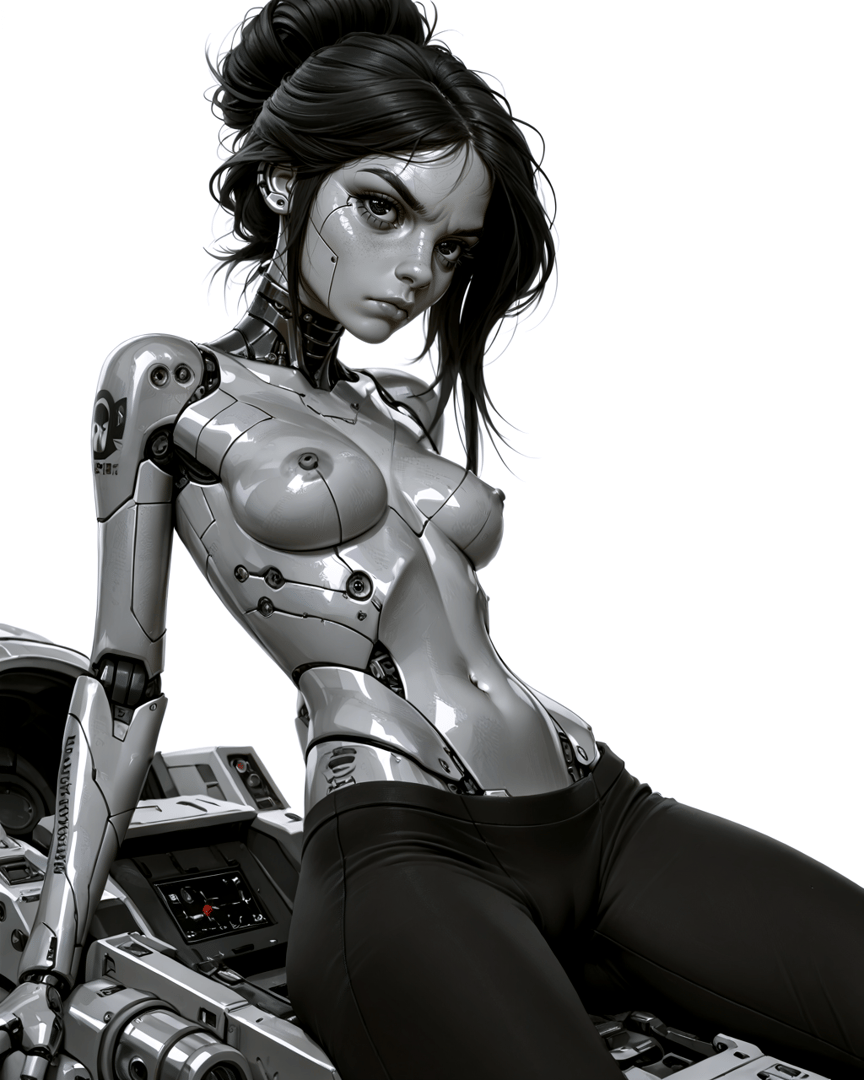 AI generated wallpaper featuring cyborg, woman, robot, mechanical, body