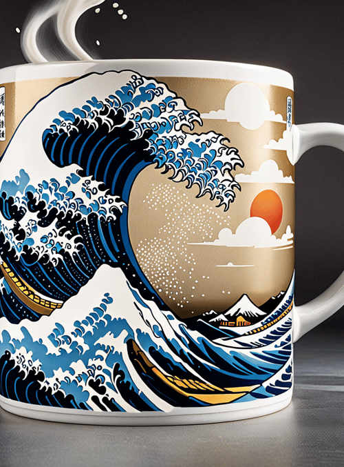 mug, wave, sunset