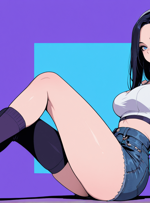 woman, headphones, sneakers, jeans, socks