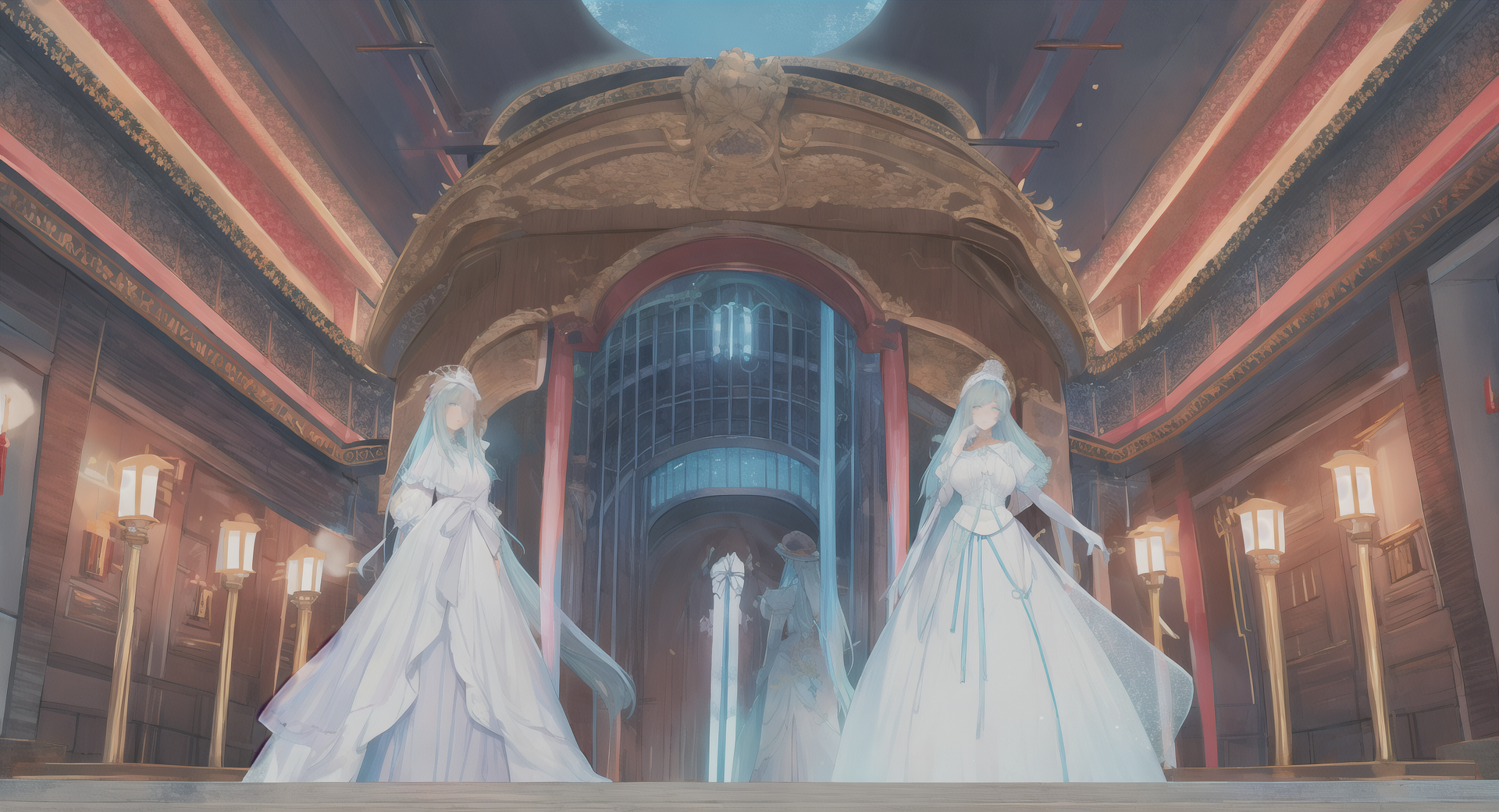AI generated wallpaper featuring mermaid, princess, castle