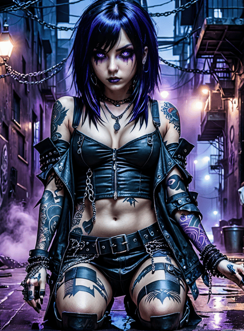 cyberpunk, woman, alley