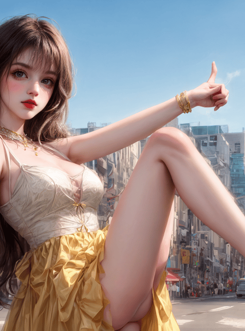 woman, city, street