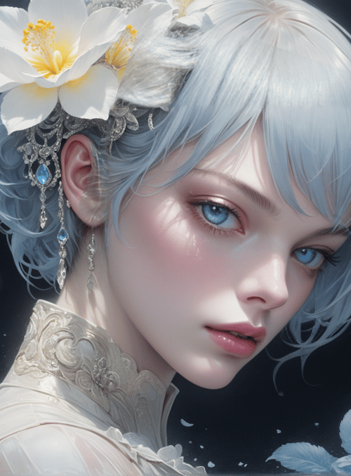 woman, flower, feather