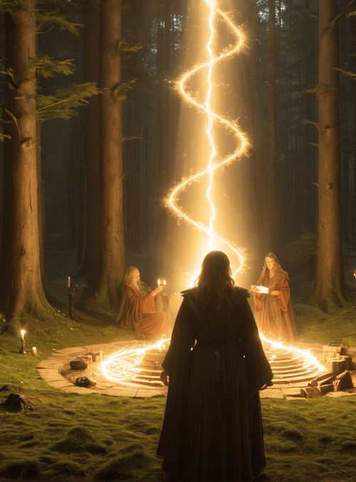 magicians, forest, magic circle