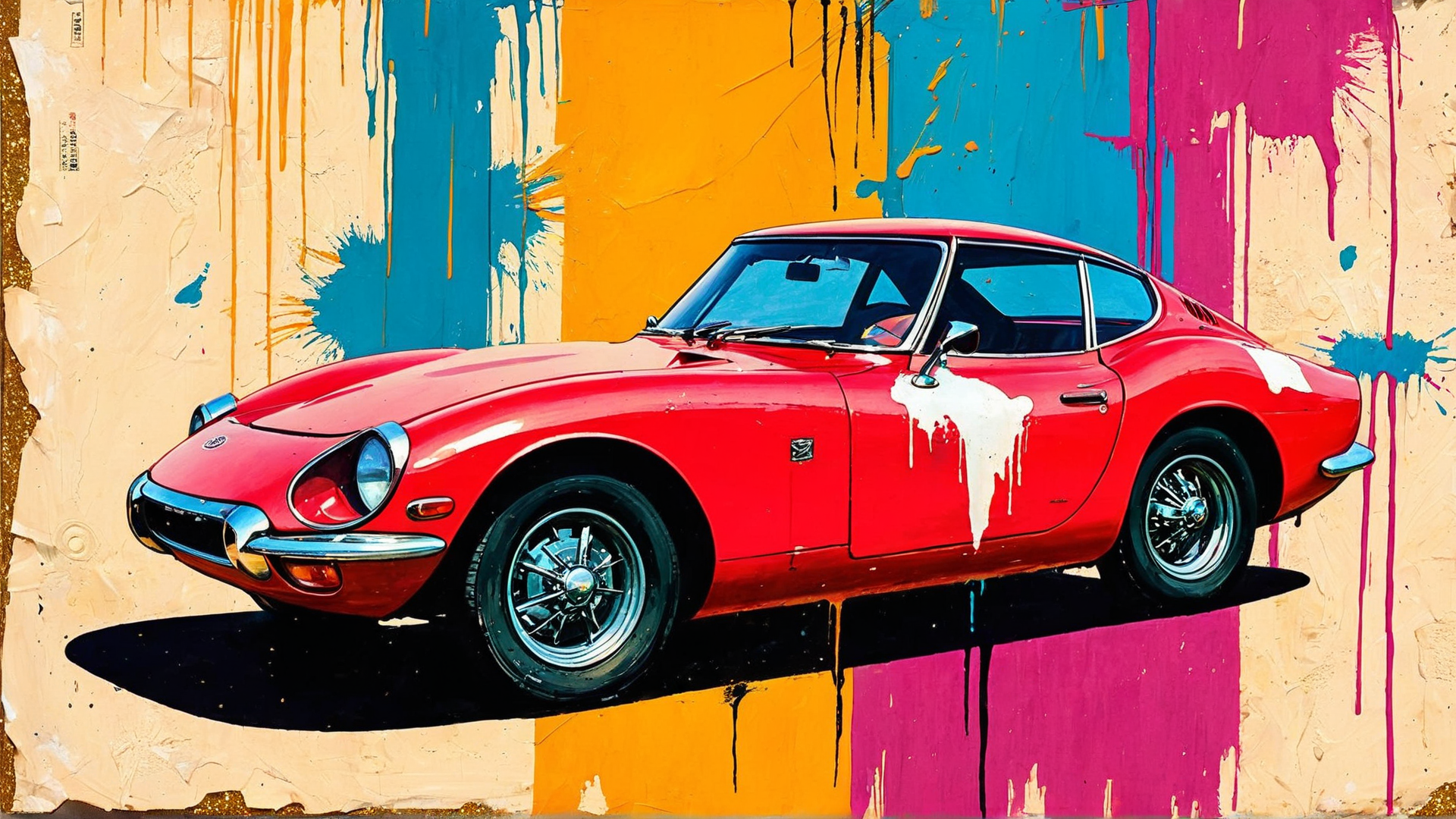 AI generated wallpaper featuring car, painting