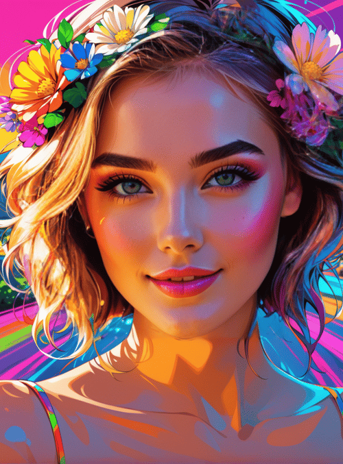 woman, cityscape, flowers