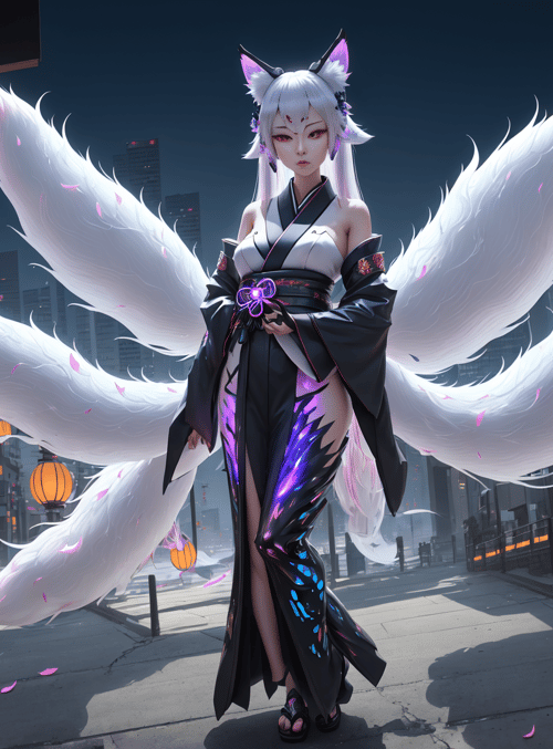 fox, femme, sakura