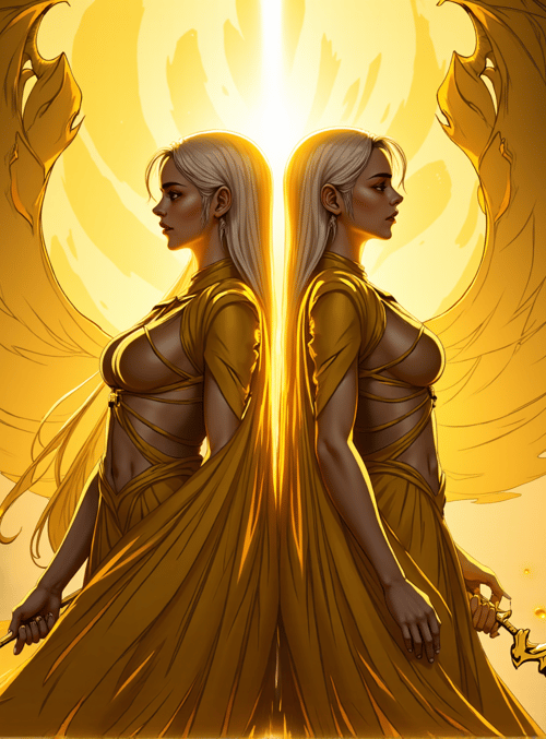 angel, woman, sword, wings, dress