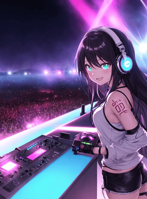 dj, girl, stage