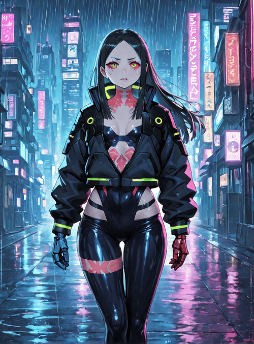 cyberpunk, woman, neon