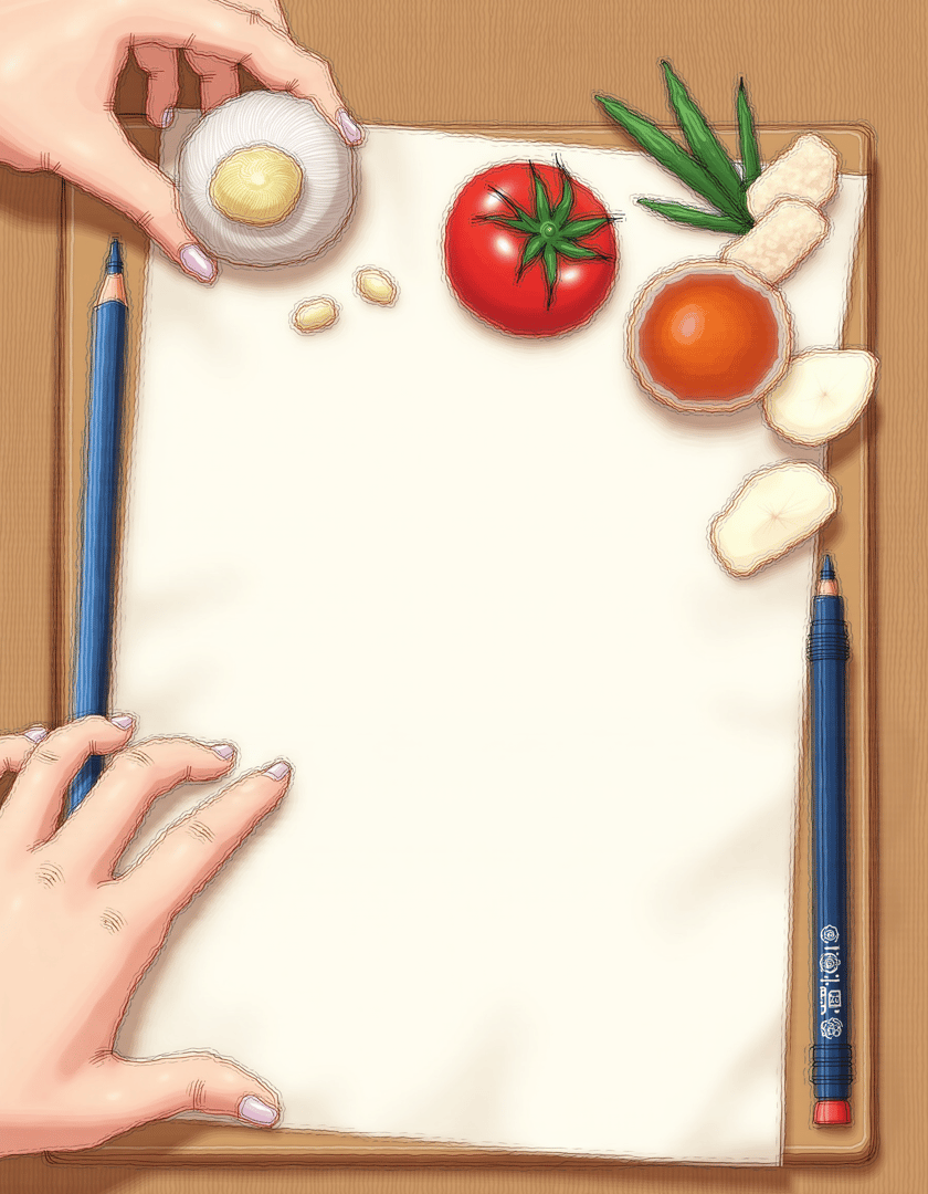 AI generated wallpaper featuring art supplies, food, drawing
