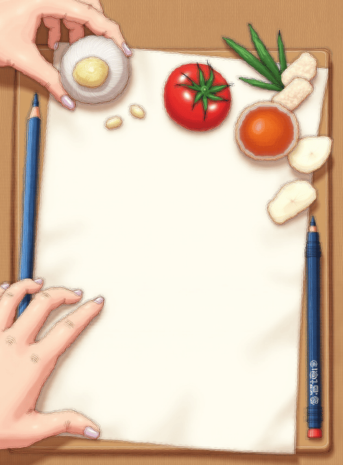 art supplies, food, drawing