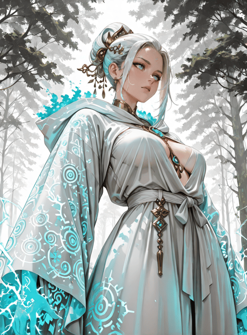 woman, forest, dress, trees, magic, nature, fairy, elf, glowing, plants