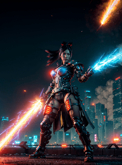 cyborg, woman, fighter
