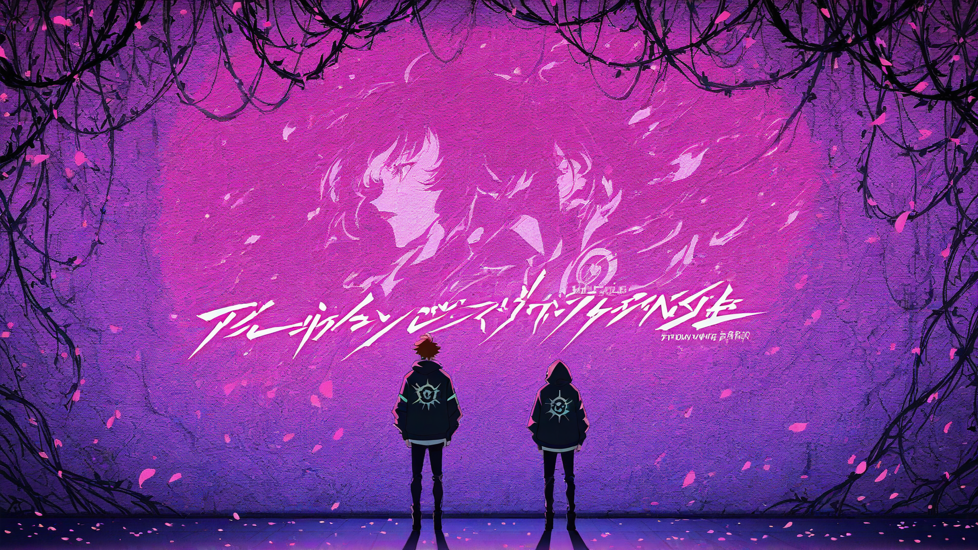 AI generated wallpaper featuring people, wall, characters