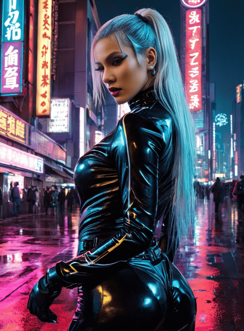 woman, cyberpunk, neon