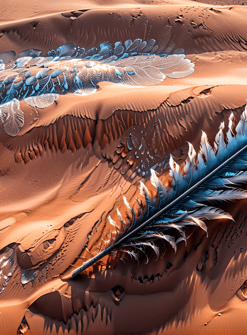 feather, sand, desert