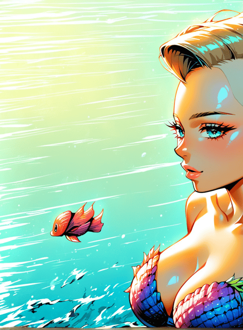 mermaid, fish, ocean, water, hair