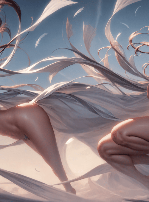 girls, feathers, fabric