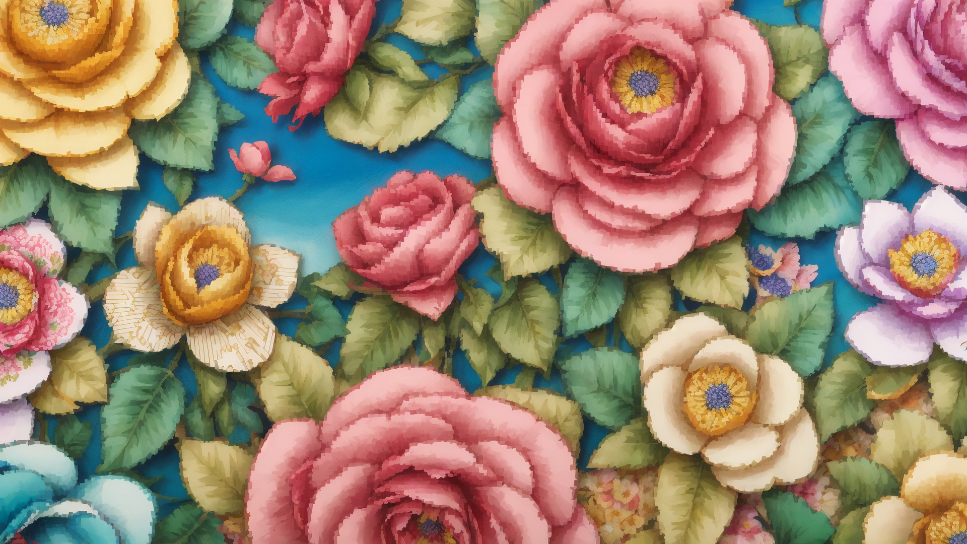AI generated wallpaper featuring flowers, roses, blossoms