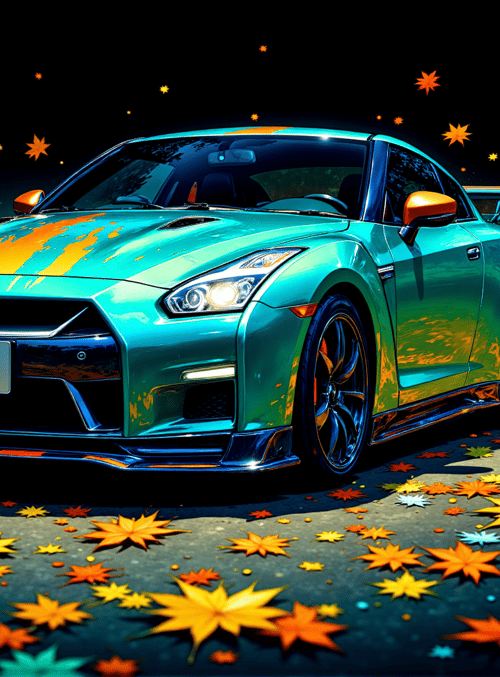 car, leaves, road, trees