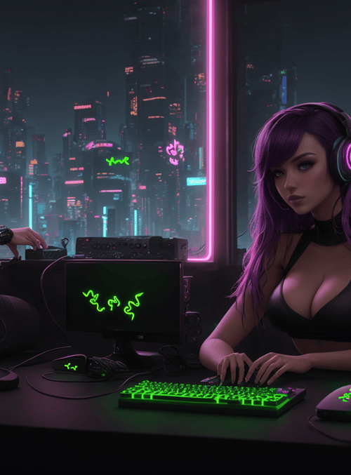 women, gamers, cityscape
