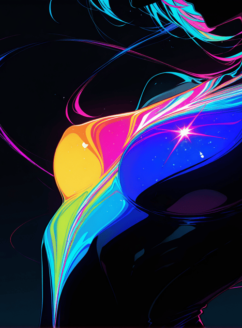 woman, man, neon, silhouette, abstract