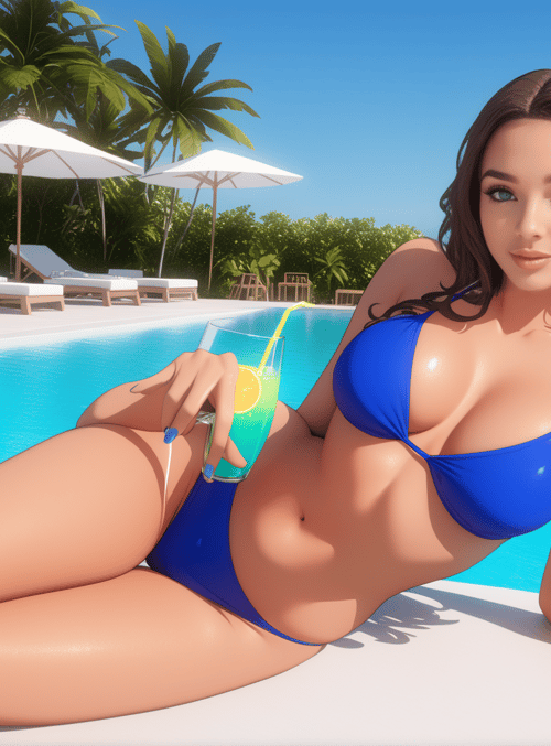 woman, pool, bikini
