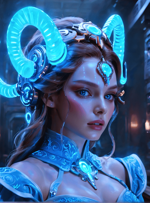 woman, antlers, candle, corset, choker, helmet, candlestick, collar, jewelry, dress