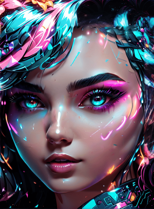 woman, flowers, cybernetics