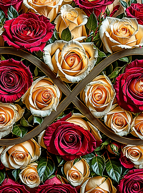 roses, infinity symbol